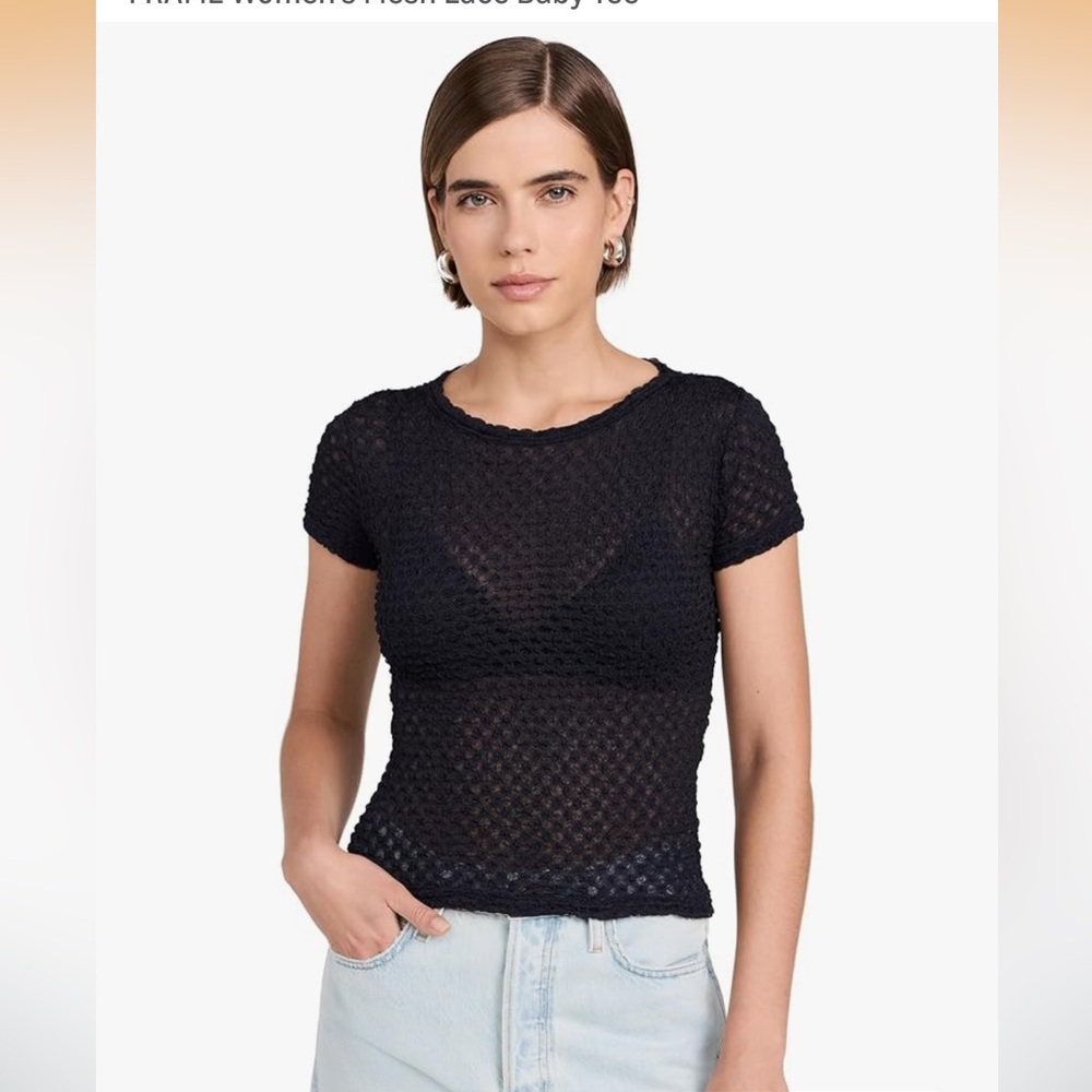 Frame Denim Lace Baby Tee Top in Navy
NEW